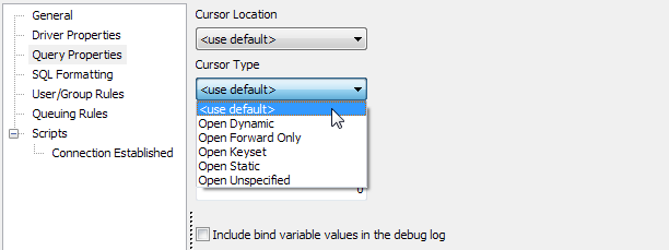 This image shows the Edit ADO Connection dialog with the Cursor Type selected.